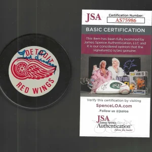 Ted Lindsay Signed Detroit Red Wings Vintage Official Game Puck JSA COA
