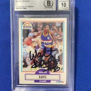 1990-91 FLEER WALTER DAVIS NUGGETS SIGNED AUTOGRAPHED CARD #47 BECKETT AUTO 10