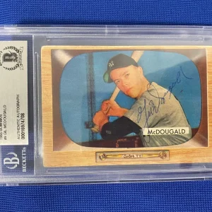 1955 BOWMAN GIL MCDOUGALD NEW YORK YANKEES SIGNED AUTOGRAPHED CARD #9 BECKETT