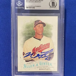 2016 TOPPS ALLEN & GINTER MICHAEL BRANTLEY INDIANS SIGNED AUTO CARD #149 BECKETT