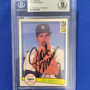 1982 DONRUSS JOHN MORRIS TIGERS SIGNED AUTOGRAPHED #107 CARD BECKETT AUTH