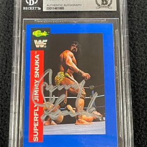 Jimmy Superfly Snuka Signed 1991 Classic WWF Card #18 WWE Beckett Certified