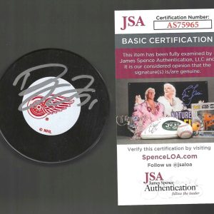 Dylan Larkin Signed Detroit Red Wings Vintage Logo Puck JSA COA