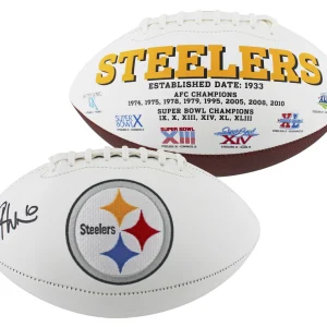 Steelers Roman Wilson Authentic Signed White Panel Logo Football BAS Witnessed