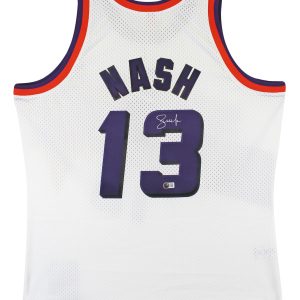 Suns Steve Nash Signed White M&N 1996-97 HWC Swingman Jersey BAS Witnessed