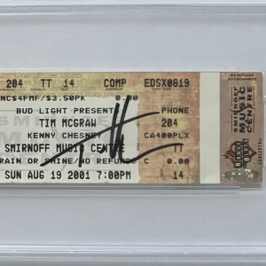 Tim McGraw SIGNED 2001 Bud Light Tour Ticket PSA DNA Certified COA Autograph