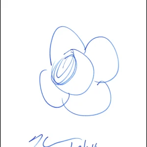 Jeff Koons Signed Autograph 8.5x11 Original Pop Art Flower Sketch w/ JSA COA