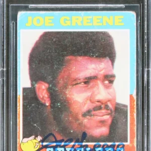 Steelers Joe Greene "HOF 87" Signed 1971 Topps #245 RC Card Auto 10 BAS Slab 6