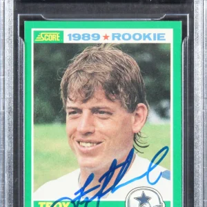 Cowboys Troy Aikman Signed 1989 Score #270 Rookie Card Auto 10! BAS Slabbed