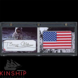 Buzz Aldrin signed Cut Custom Flag Patch Booklet JSA COA Apollo 11 Auto Z1845