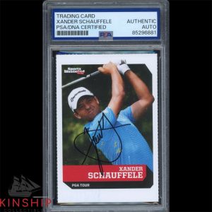Xander Schauffele signed 2017 SI for Kids Rookie Card PSA DNA Masters Auto C3219
