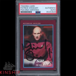 Patrick Stewart signed 1991 Impel Trading Card PSA DNA Slab Star Trek Auto C3259