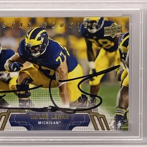 Taylor Lewan Signed 2014 Upper Deck Michigan Rookie Card Titans PSA/DNA Slab