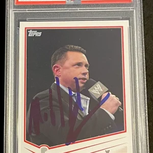 Michael Cole Signed Autographed WWE Topps Card PSA/DNA Slabbed