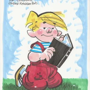 Ron Ferdinand REAL hand Drawn & SIGNED Dennis The Menace Sketch JSA Autographed