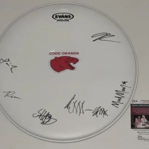 CODE ORANGE SIGNED 16 INCH DRUMHEAD JAMI MORGAN REBA MEYERS JSA COA