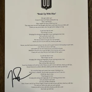Trevor Rosen ‘Old Dominion’ Band Signed Lyric Sheet ‘Break Up With Him’