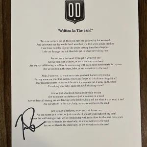 Trevor Rosen ‘Old Dominion’ Band Signed Lyric Sheet ‘Written In The Sand’