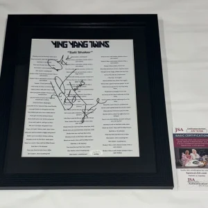 KANE THE YING YANG TWINS SIGNED FRAMED SALT SHAKER LYRIC SHEET D-ROC JSA COA