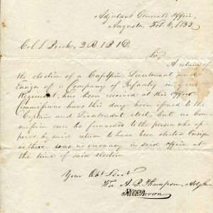 Adjutant General Abner Bourne A. B. Thompson Maine Militia Signed Autograph ALS