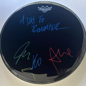A DAY TO REMEMBER SIGNED 14" REMO DRUMHEAD JEREMY MCKINNON +3 w/EXACT PROOF