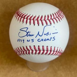 STEVE NICOSIA PIRATES 1979 WS CHAMPS SIGNED AUTOGRAPHED M.L. BASEBALL BECKETT AU