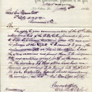 William B Hughes Chief Quartermaster Gulf New Orleans Civil War Signed Autograph