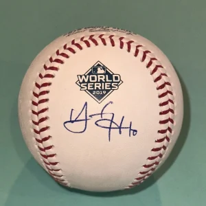 YAN GOMES (Nationals) Signed Official 2019 WORLD SERIES Baseball Beckett (BAS)