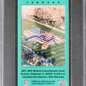 Tom Brady "SB 36 MVP" Signed SB XXXVI Full Ticket Grade Ex 5 Auto 8 PSA Slabbed