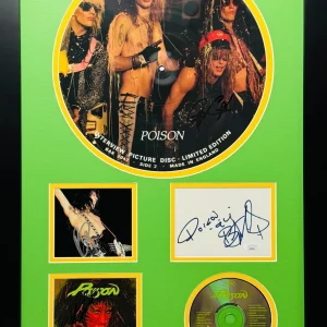 POISON Framed Signed Autograph Bret Michaels Rikki Rockett CC DeVille Dall JSA