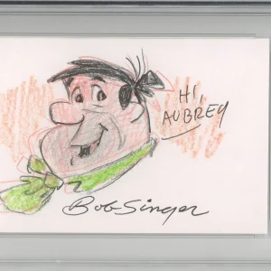 Fred Flintstone Original Sketch Draw Signed Bob Singer PSA DNA COA “To Aubrey”