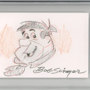 Fred Flintstone Original Color Sketch Signed Bob Singer PSA DNA COA Flintstones