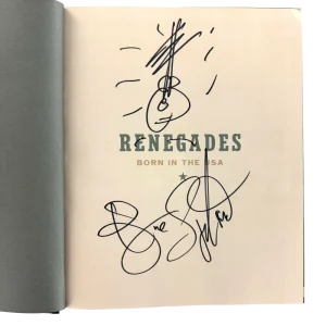 Bruce Springsteen Signed Autograph Renegades Book w/ Art Guitar Sketch JSA COA