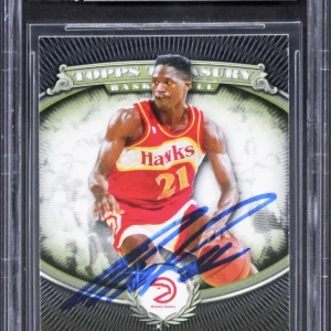 Hawks Dominique Wilkins Authentic Signed 2008 Topps Treasury #100 Card BAS Slab