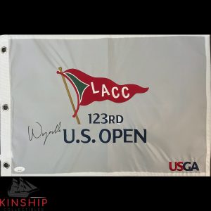 Wyndham Clark signed 2023 US Open Golf Flag JSA COA Auto 123rd LACC Auto G99