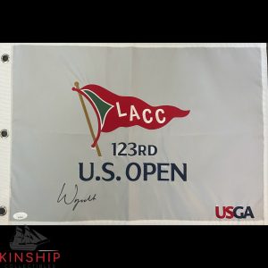Wyndham Clark signed 2023 US Open Golf Flag JSA COA Auto 123rd LACC Auto G102