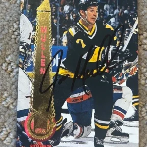 #149 JOE MULLEN 1994-95 Pinnacle signed autographed card Pittsburgh Penguins