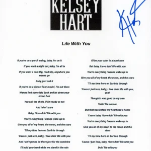 KELSEY HART SIGNED AUTOGRAPH LYRIC SHEET ACOA LIFE WITH YOU COUNTRY STAR