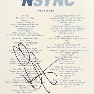 Chris Kirkpatrick Signed Autographed *NSYNC Lyric Sheet JSA COA Bye Bye Bye