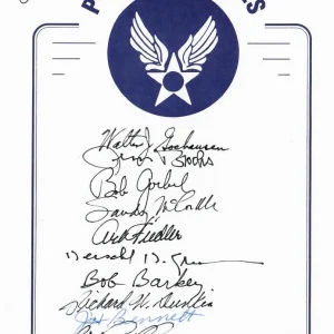 WWII P-51 ACES MULTI SIGNED BOOKPLATE JSA AW56170 OLDS GREEN HILL + 10 MORE