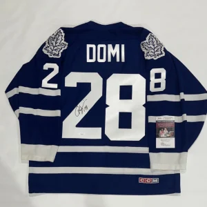 TIE DOMI SIGNED VINTAGE STARTER TORONTO MAPLE LEAFS JERSEY LICENSED JSA COA