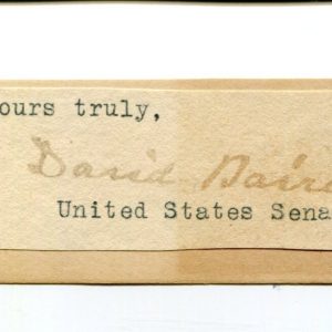 David Baird Sr. US Senator Congress New Jersey Signed Autograph