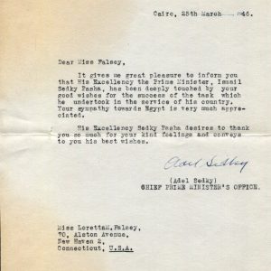 Adel Sedky Prime Minister Mahmoud El Nokrashy Pasha Secretary Signed Autograph