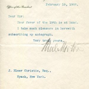 Paul Morton Secretary of the Navy Theodore Roosevelt Cabinet Signed Autograph