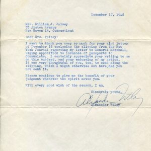 Alexander Wiley US Senator Wisconsin Congress Signed Autograph Letter