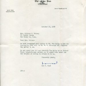 Lee B. Wood New York World-Telegram And Sun Executive Editor Signed Autograph