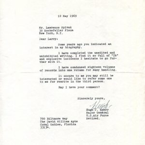 General Hugh J. Knerr WWII Eighth Air Force VIII Air Force Serv Signed Autograph