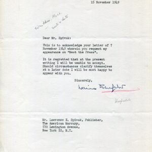 Admiral Louis E. Denfeld WWII US Pacific Command Fleet CNO Signed Autograph TSL