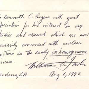 William Alfred Fowler 1983 Nobel Prize Physics B2FH Paper Signed Autograph