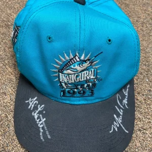 AL LEITER & MARK GARDNER FLORIDA MARLINS SIGNED AUTOGRAPHED 93 SNAPBACK HAT COA